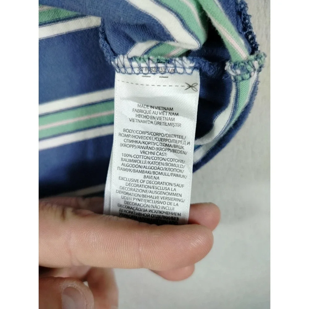 Polo Ralph Lauren Shirt Mens Medium Blue Striped Classic Fit Logo Tee Preppy